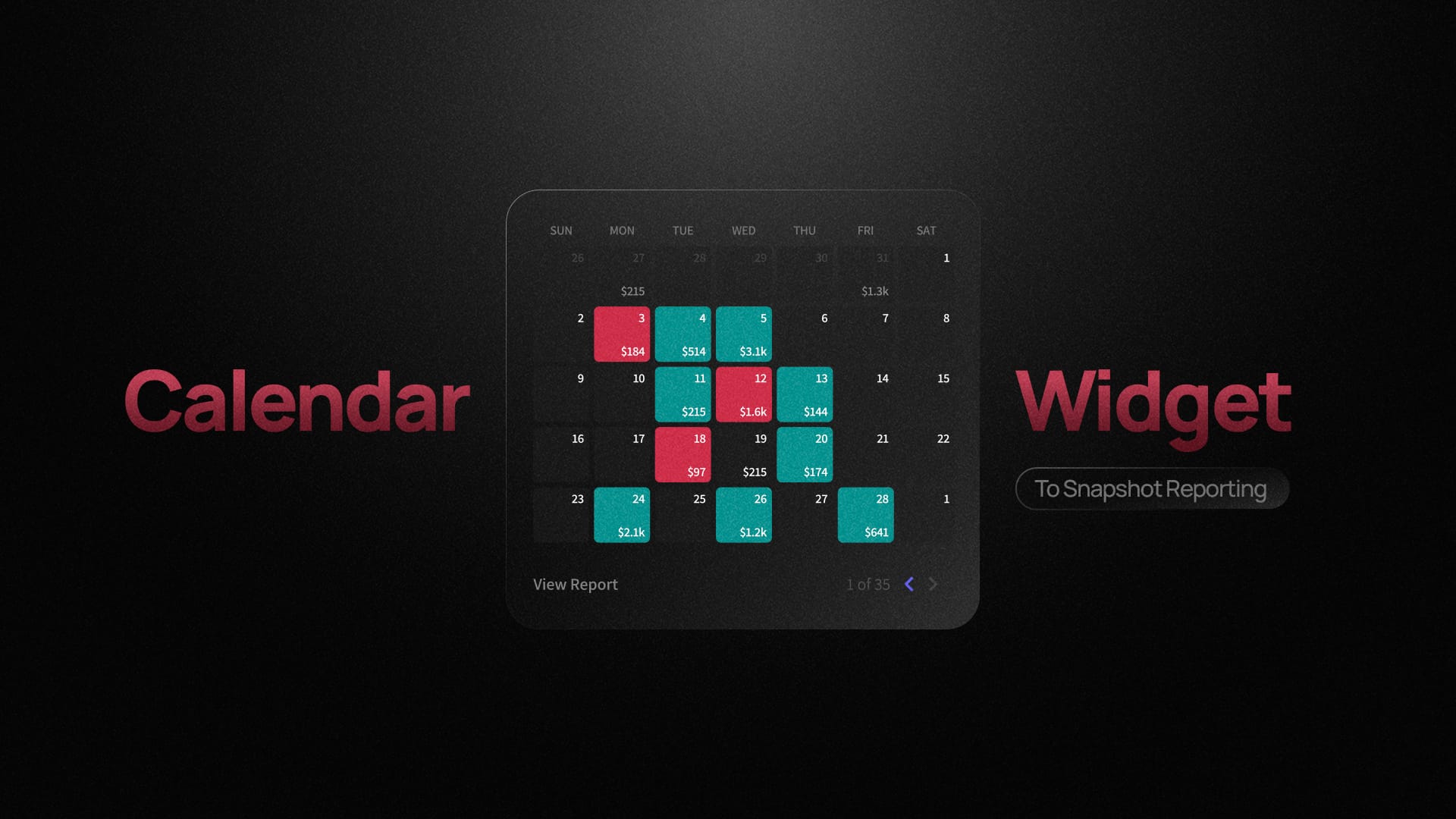 Snapshot Reporting – Added Calendar as a Widget