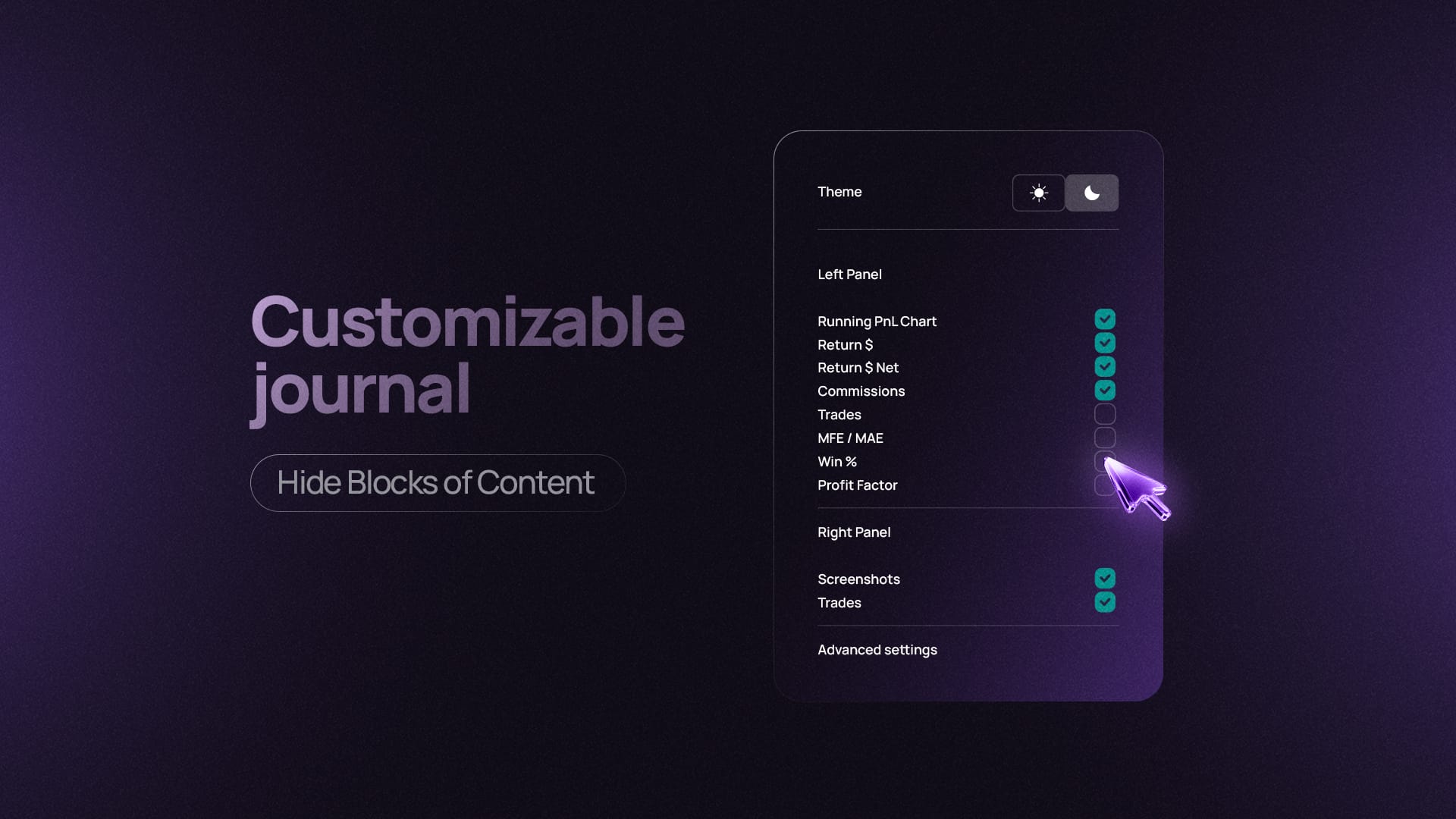 Journal – Hide Blocks of Content